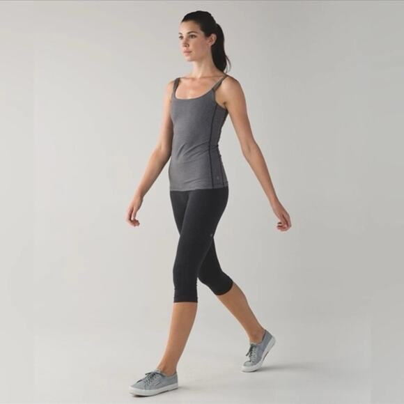 Lululemon Women’s Barre None Tank in Mini Pop Stripe Heathered Slate Black - Picture 2 of 7